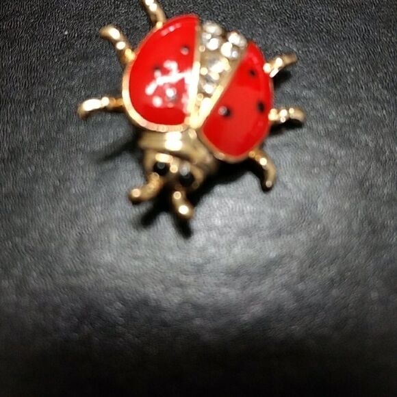 **Final Sale** Gold tone and red enamel ladybug pin - Picture 3 of 5